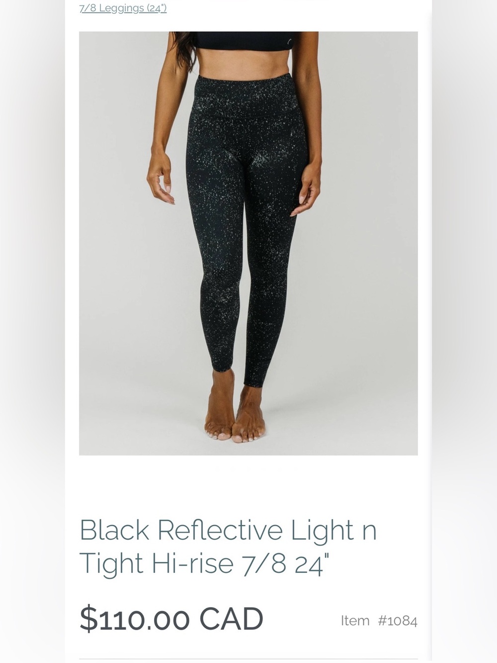 ZYIA Black Reflective Pocket Light n Tight Hi-Rise 7/8 24” Leggings